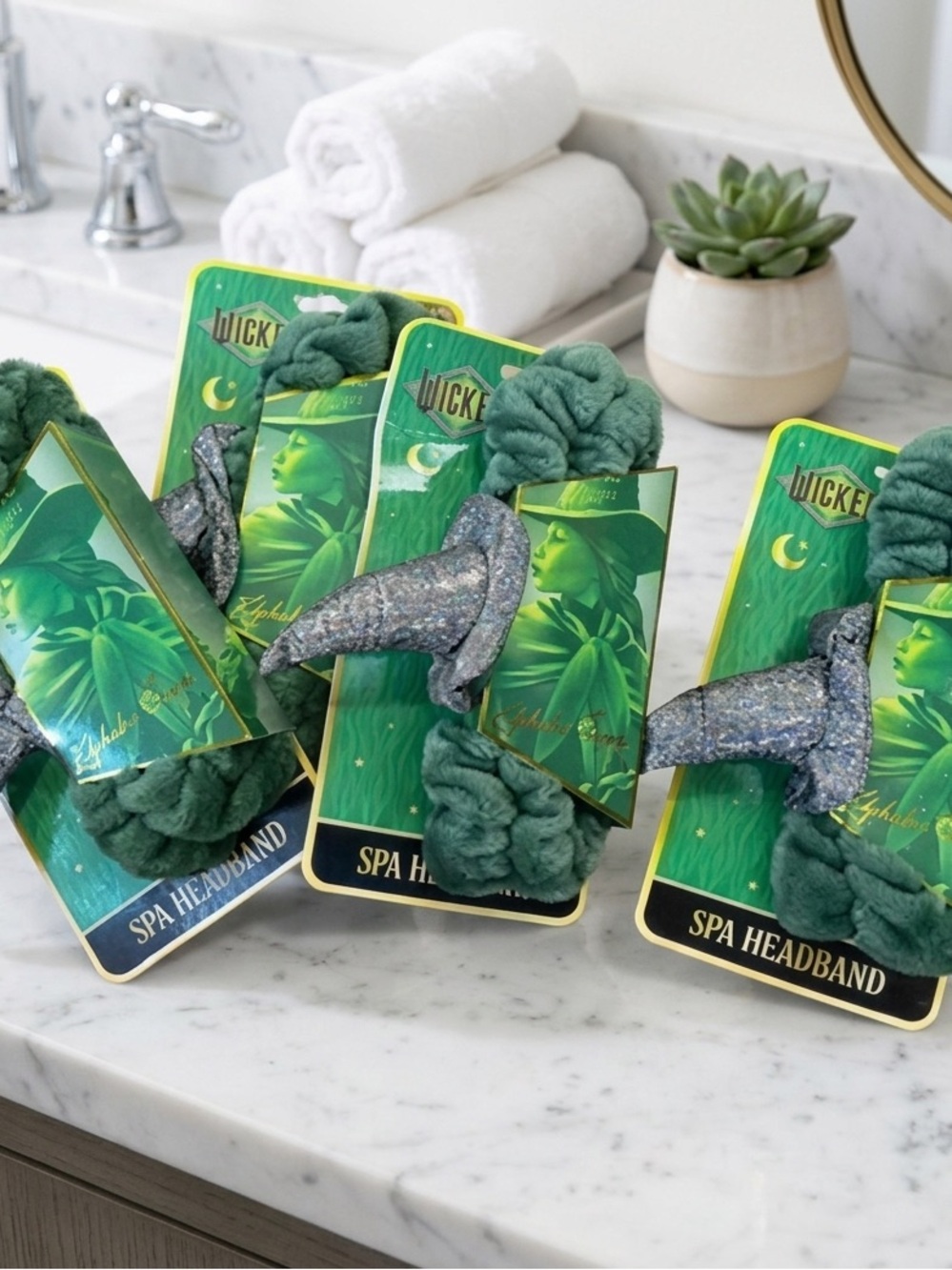 Lot of 4 Wicked Movie Elphaba Spa Headband Elphaba's Magic Witch Hat Green NWT